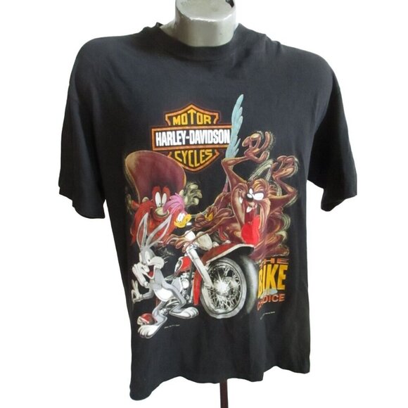 Vintage Men's T-shirt Large Single Stitch Looney Toons 1997 Sturgis Biker Rally - Picture 12 of 14